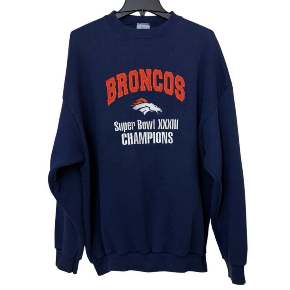 Logo 7 Denver Broncos Mens Sweatshirt Super Bowl XXXIII Champions Navy XXL